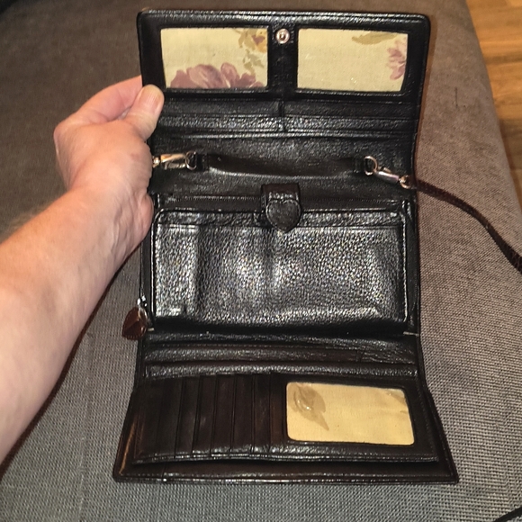 Brighton Black/Brown Croc Leather Crossbody Wallet Purse Authentic - Picture 7 of 14